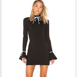 Ruffle sleeve mini dress black and white